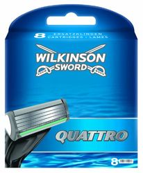 Wilkinson Sword - Ricariche Quattro Plus - Ricariche Rasoio per Uomo - Lamette a 4 Lame - Confezione da 8 Lame di Ricambio