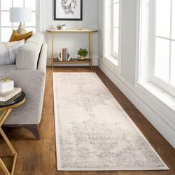 Surya Roma Vintage tapijt - tapijt woonkamer, eetkamer, hal, rugs Living Room - boho tapijt oosterse stijl, laagpolig tapijt - kleurrijk tapijt wit, grijs 80x150cm