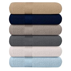 BEST TOWEL KAHAF Collection 6-Pack Bath Towels - Lightweight - Extra Absorbent - 100% Cotton - Shower towels (Multi, 27 inchesx54 inches)