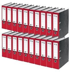 Von Leitz Mapp A4, 20-pack, 100% återvunnet papper, 80 mm ryggbredd, FRÅN Leitz Leitz, för 600 ark, blå ängel och FSC-certifierad, för skola, studier och hem, röd, 10530025