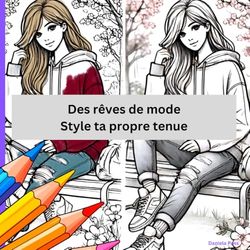 Des rêves de mode - Style ta propre tenue: Le livre de coloriage de mode créatif pour les ados : dessine des tenues, crée des looks, sois designer !