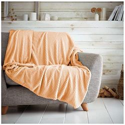 GC GAVENO CAVAILIA Lancio Coperta per Divano Letto a Forma di Popcorn Miele, Facile da Pulire, Super Morbida e Calda, Flanella, Pesca, 200X240