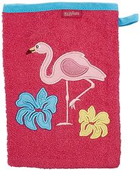Playshoes Unisex Kinder Frottee-Waschhandschuh , Guante de baño para Unisex niños, Rosa (18 - Pink Flamingo), 15x20 cm