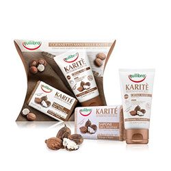 Equilibra Cuerpo, Kit de manos Karité, Crema de manos de Karité Nutritiva y Protectora, Jabón 100% Vegetal Karité Detergente Delicado, Caja de Regalo