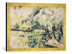 'Immagine incorniciata di Paul Cézanne EAU marécageuse (près de Melun?), Stampata, 60 x 40 cm, nel Quadro Immagini Fatti a Mano di Alta qualità Oro Raya