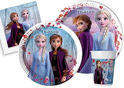 Ciao- Party Table Set Disney Frozen II 8 people (44 pcs: 8 paper plates Ø23cm, 8 paper plates Ø20cm, 8 plastic cups 200ml, 20 paper napkins 33x33cm), Y5054