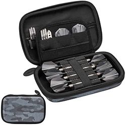 Casemaster Sentinel 6 dartkoffer, voor extra accessoires, tips, schachten en vluchten, compatibel met stalen punt en softtip darts, impact- en waterbestendige tactech shell, zwart camouflage, Zwarte