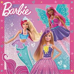 Procos - FSC Barbie Fantasy pappersservetter (33 x 33 cm, dubbel slöja), 20 stycken, rosa, ljusblå, 94568