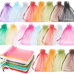 100 Bolsas de Organza, 10 x 12 cm, Bolsas de Regalo de Color Transparente, Bolsa de Joyería, para Regalo de Boda, Dulces, Recuerdos de Fiesta, Comunión, Boda