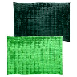 Juego de 2 alfombras de baño antideslizantes en color verde-verde basil 60x90cm
