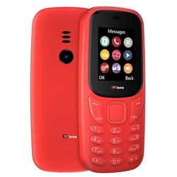 TTfone TT170 UK Sim Free Simple Feature Mobile Phone 1.8inch Screen Camera, Bluetooth Game, Alarm - Pay As You Go (O2, with £0 Credit, Red)