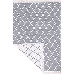 Fashion4Home Tappeto a pelo corto – Boho Kelim Tappeto per soggiorno, camera da letto e cucina, tappeto per corridoio, tappeto a strisce, grigio chiaro, bianco, dimensioni: 80 x 150 cm