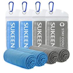 Sukeen Asciugamani rinfrescanti, confezione da 4, asciugamani refrigeranti Stay Cool, asciugamani rinfrescanti per collo, asciugamano freddo, asciugamano da palestra per uomini e donne (4 pezzi, 2 blu