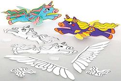 Baker Ross FE261 Unicorn Craft Gliders - Pack of 10, Colour In Flying Toy Plane Fantasy Arts and Crafts for Kids