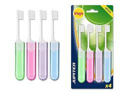 Zarivy Spazzolino da denti da viaggio, set da 4 pezzi, compatto e portatile, ideale per l'igiene dentale nei viaggi e nelle attività all'aperto.
