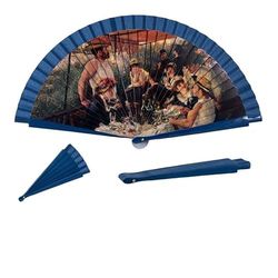 DRW Éventail en Bois décoré avec Le Tableau du déjeuner des rameurs de Renoir 42 cm
