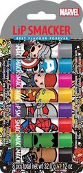 Lip Smacker Marvel Collection, Pack Fiesta Los Vengadores, 8 Bálsamos Labiales para Niños Inspirados en los Vengadores, Hidratan y Refrescan