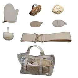 GMMH Badset 7-delig in tas 23 x 32 cm Wellness Relax Set Badset van natuurlijke materialen