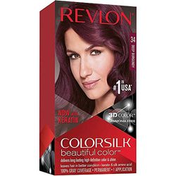 Revlon ColorSilk Colorazione Permanente Capelli Fai-da-te a Casa, Senza Ammoniaca e Arricchita con Cheratina, 34 - Borgogna Intenso