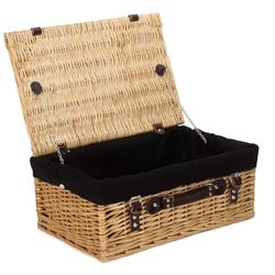 Red Hamper 46cm Buff Picnic Wicker Basket with Black Lining