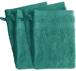 Le linge de Jules Set of 4 Wash Mitts – 100% Cotton – 450 g/m² – Lagoon Green