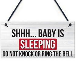 RED OCEAN Shh.. Baby Is Sleeping Do Not Disturb Nursery Hanging Plaque Baby Door Cot Sign