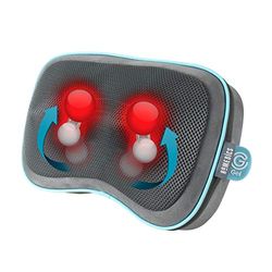Homedics Gel Shiatsu Reiskussen, Met Warmte, Massagekussen Voor Benen, Lumbar, Schouders En Nek, Oplaadbaar, Met Ingebouwde Bediening, Inclusief Reistas, Grijs