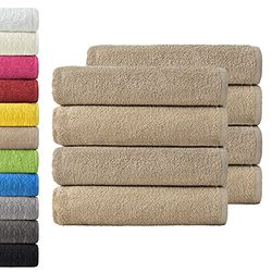 NatureMark Pacote de poupança de 8 toalhas de tecido de encaracolado, conjunto de 8 unidades de 50 x 100 cm, areia bege, 100% algodão