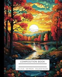 Composition Notebook College Ruled: Autumn Magic Notebook, Soft Matte Cover, 7.5" x 9.25 inches, 120 Pages