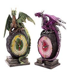 Puckator Orologio con Drago smok, żywica, mieszana, wysokość 25 cm szerokość 13 cm głębokość 9,5 cm