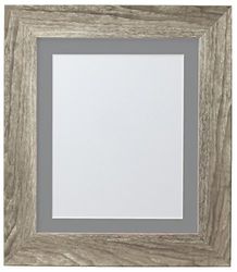 FRAMES BY POST Hygge Picture Photo Frame, Grey Ash with Dark Grey Mount, 12 x 12 Image Size 8 x 8 Inches