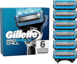 Gillette ProShield Chill Navulmesjes Voor Scheersysteem Voor Mannen, 6 Stuks, Met 5 Antifrictiemesjes Voor Een Langdurig Gladde Scheerbeurt