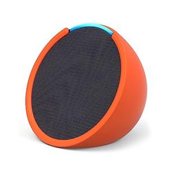 Echo Pop | Altoparlante Bluetooth intelligente con Alexa, compatto e dal suono potente | Antracite + custodia per Echo Pop Made For Amazon (modello 2023), Arancione