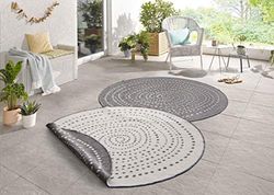 NORTHRUGS In & Outdoor - Tappeto reversibile Bali, rotondo, ø 140 cm, colore: Grigio crema