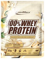 IronMaxx 100% Whey Protein Polvo - Vanilla Ice Cream 30g Bolsa | Proteína de suero de leche reducida en azúcar y soluble en agua | Disponible en muchos sabores diferentes