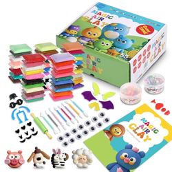 NK Kit de Arcilla Polimérica Secado al Aire - 55 Colores con Manual Ilustrado con Diseños, Secado Rápido y Seguro, con Accesorios, Moldea y Juega, Suave, Creatividad, Manualidades, Niños 3 a 12 años