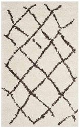 SAFAVIEH Tapis Shag Pour Salon, Salle à manger, Chambre à coucher - Berber Shag Collection, Tapis à poil court, Crème et Marron, 91 X 152 cm