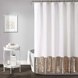 Lush Decor, Blush & wit zeemeermin pailletten douchegordijn, 182,9 x 182,9 cm