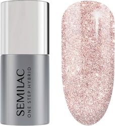 Semilac One Step Gel Polish 5ml – UV/LED Gel Nail Polish – Long-Lasting, No Base Coat Needed, Quick-Drying & Easy Removal Perfect For Manicure and Pedicure- 245 Glitter Pink Beige