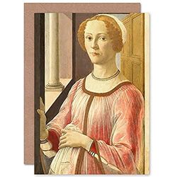 Artery8 Botticelli Portrait Of Smeralda Bandinelli Fine Art Greeting Card Plus Envelope Blank Inside