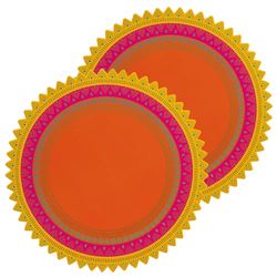 Talking Tables Lot de 2 grands plateaux de service réutilisables et faciles à nettoyer pour décorations de table ou sets de table de fête Diwali | Événement sur le thème Bollywood | Motif