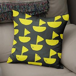 Bonamaison Decorative Cushion Cover, Polycotton, Yellow, Standard