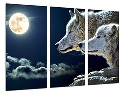 Quadro fotográfico lobos com lua cheia tamanho total: 97 x 62 cm XXL