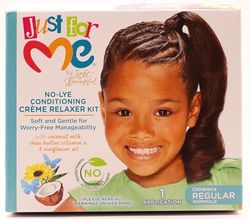 Just For Me No-Lye Balsamo Crema Relaxer Kit, Regular
