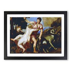 Titian Venus and Adonis 2 Classic Painting Framed Wall Art Print, Ready to Hang Picture for Living Room Bedroom Home Office Décor, Black A2 (64 x 46 cm)