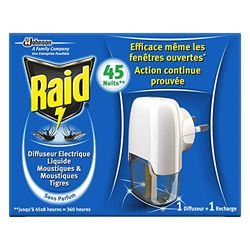 RAID DIFFUSEUR ELECTRIQUE LIQUIDE ANTI-MOUSTIQUES 45 NUITS 1 DIFFUSEUR + 1 RECHARGE 27ML