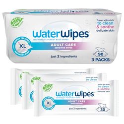 WaterWipes Chusteczki Dla Dorosłych, 90 szt. (3 opak.), Duże, Na Bazie Wody, Do Całego Ciała