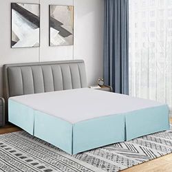 Cathay Home Double Brushed Microfiber Pleated Easy Fit Bed Skirt, Ultra Soft, Fade and Wrinkle Resistant - Aqua, King