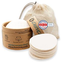 Chinchilla® Wasbare sponsdoek make-up pads 10 stuks | wattenpads van houtcellulose | incl. waszak van katoen | Made in Germany, herbruikbaar, scheurvast, duurzaam