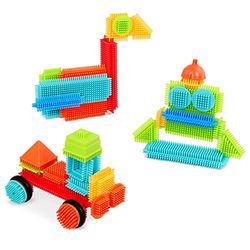 Battat- Interlocking Bristle Blocks,50pcs in Bucket, Color surtido, 50 Stück (1er Pack) (3068Z)